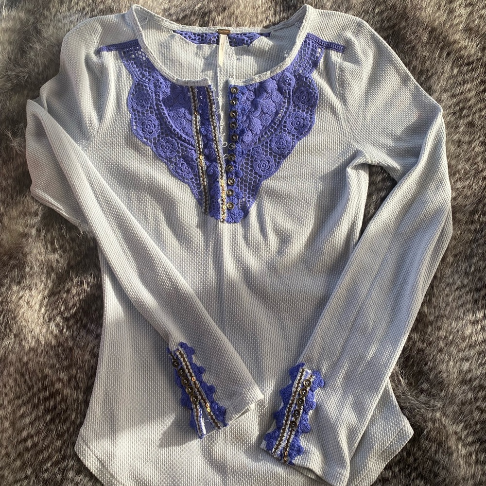 Free people embroidered long sleeve shirt